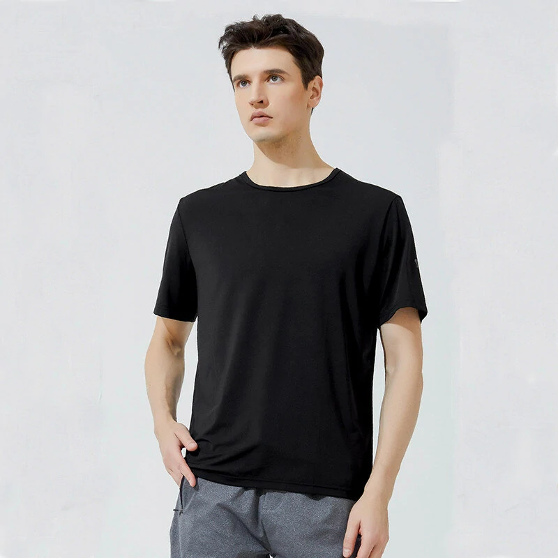 (image for) Supield Cool Feeling Sports T-Shirt 86% Nylon Comfort Breathable Elastic Lightweight Round Neck Design for Exercise Outdoor Travel Biking